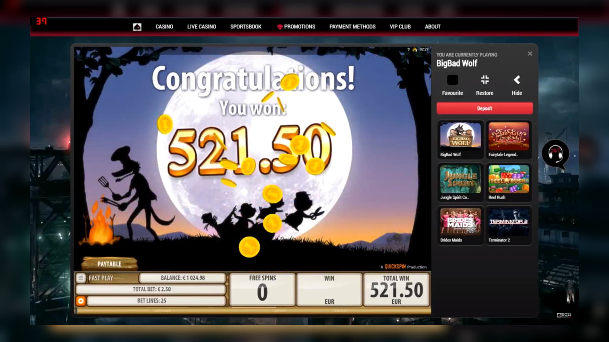 280 Loyalty Free Spins! at LV Bet Casino